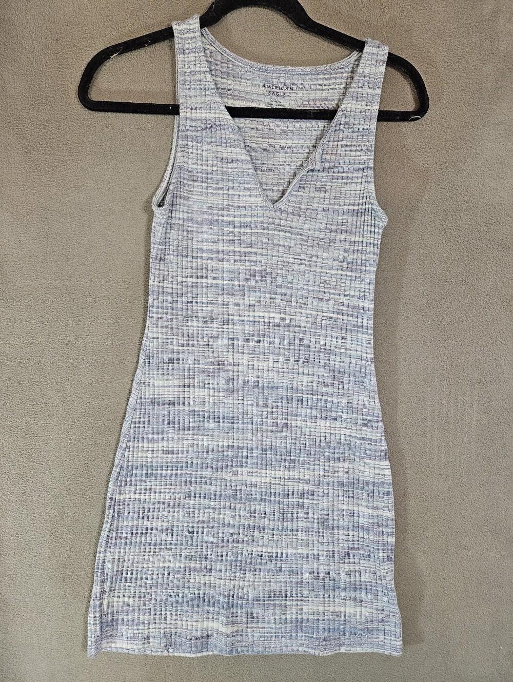 American Eagle Womens Medium Retro 90s Mini Fit Dress Rib Blue Stripe Sleeveless